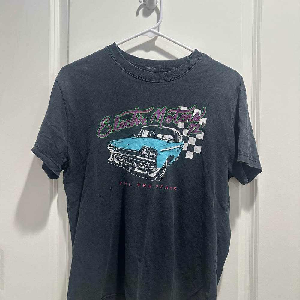 Brandy Melville Black Short Sleeve Tee with Vintage Car Design